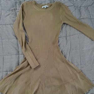 Beige Long Sleeve Bodycon Sweater Dress